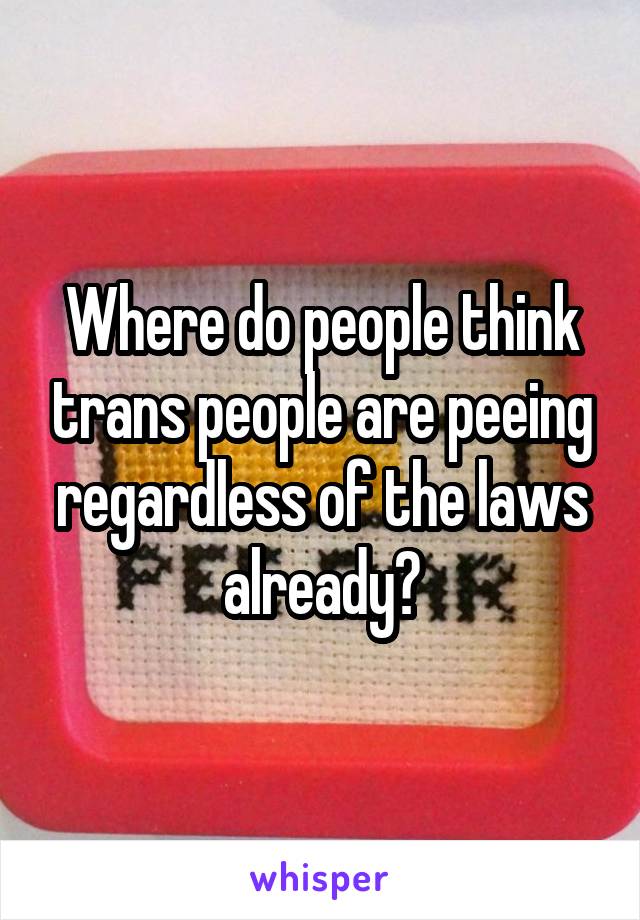 Where do people think trans people are peeing regardless of the laws already?