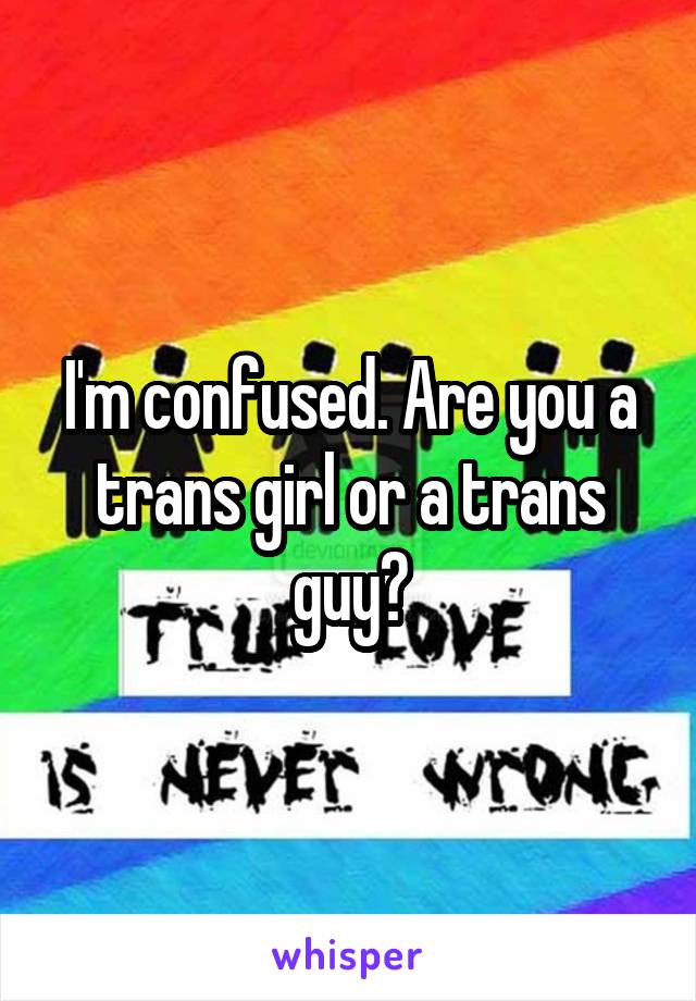 I'm confused. Are you a trans girl or a trans guy?