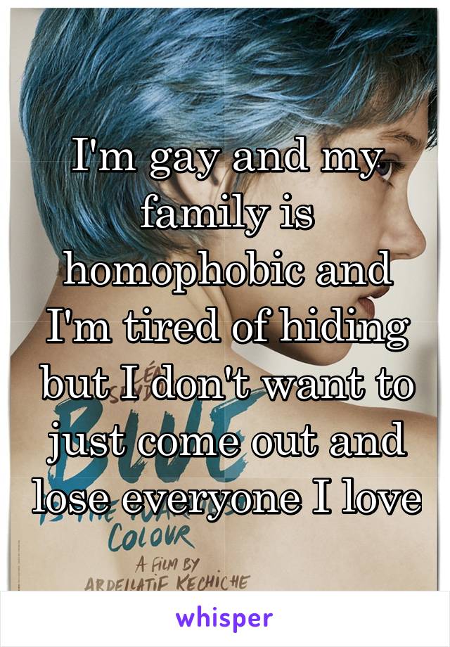 I'm gay and my family is homophobic and I'm tired of hiding but I don't want to just come out and lose everyone I love