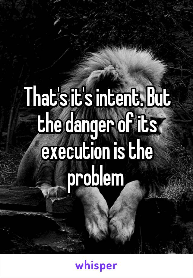 That's it's intent. But the danger of its execution is the problem 