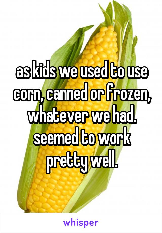 as kids we used to use corn, canned or frozen, whatever we had.
seemed to work pretty well.