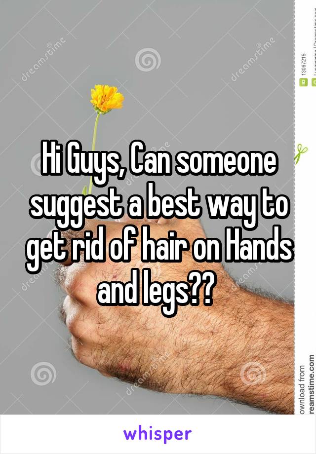 Hi Guys, Can someone suggest a best way to get rid of hair on Hands and legs?? 