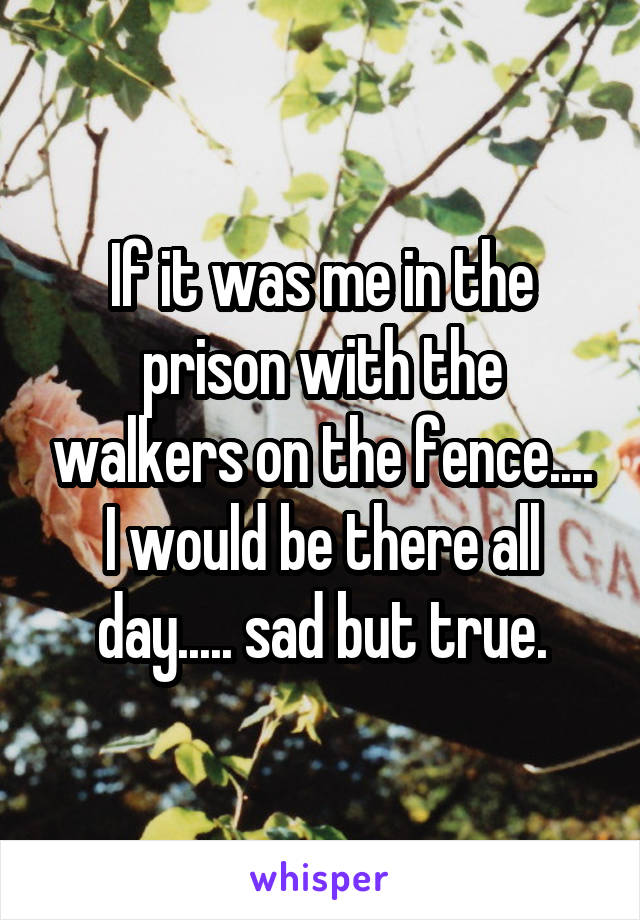 If it was me in the prison with the walkers on the fence.... I would be there all day..... sad but true.