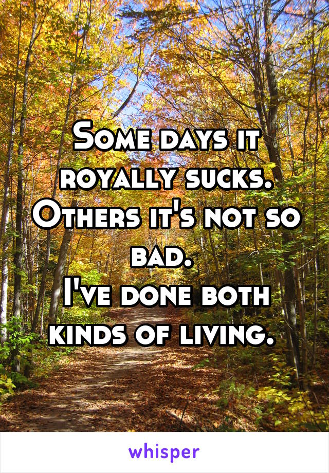 Some days it royally sucks. Others it's not so bad. 
I've done both kinds of living. 