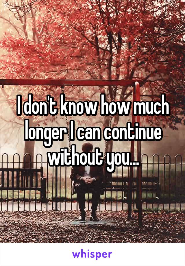 I don't know how much longer I can continue without you...