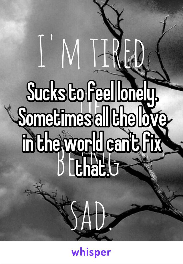 Sucks to feel lonely. Sometimes all the love in the world can't fix that.