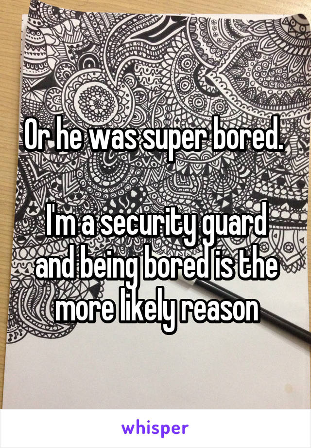 Or he was super bored. 

I'm a security guard and being bored is the more likely reason