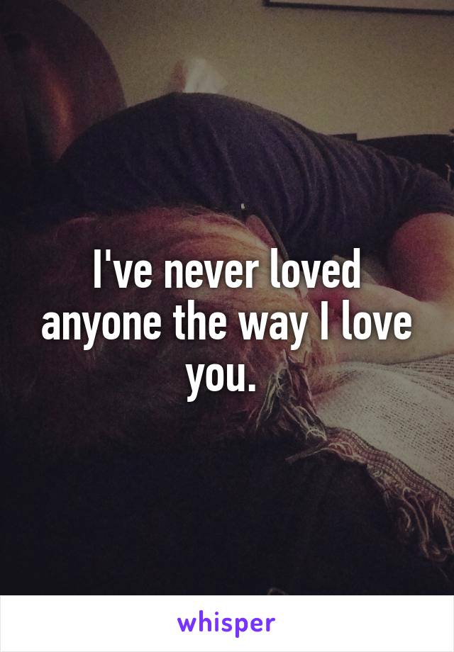 I've never loved anyone the way I love you. 
