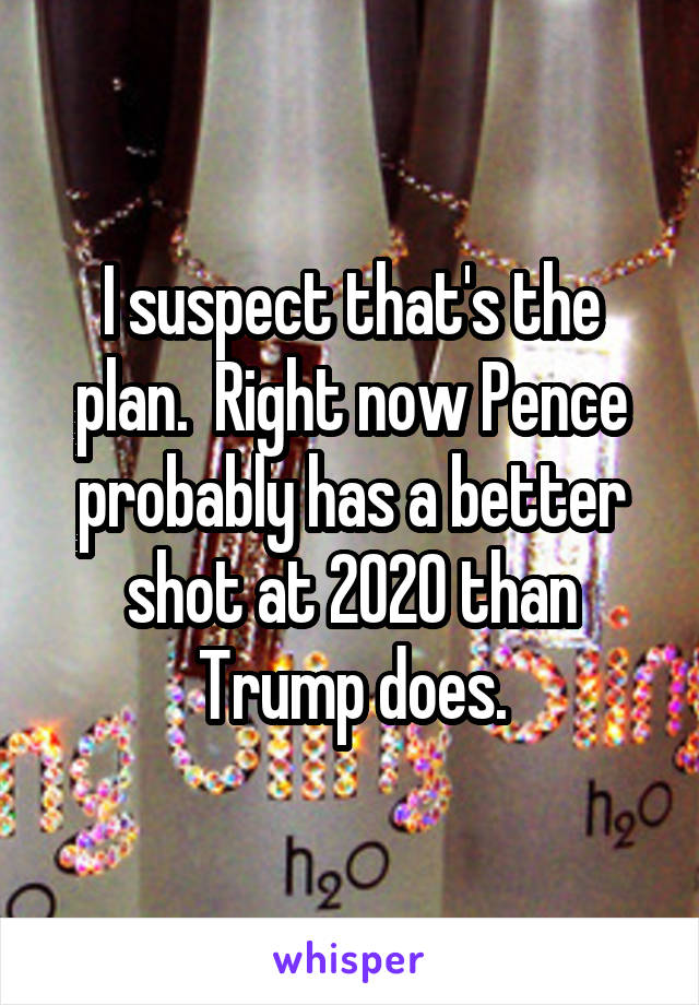 I suspect that's the plan.  Right now Pence probably has a better shot at 2020 than Trump does.