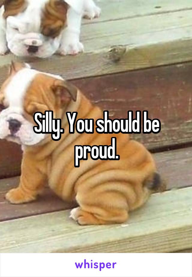 Silly. You should be proud.