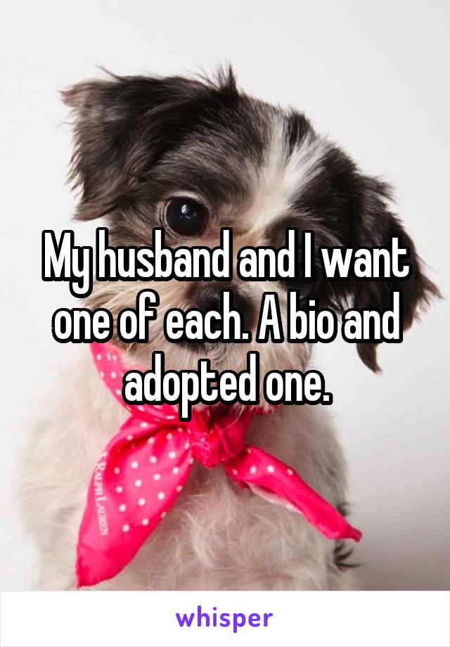 My husband and I want one of each. A bio and adopted one.