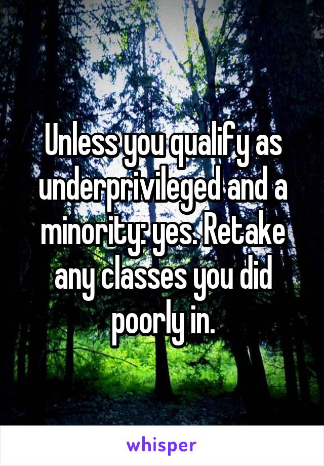 Unless you qualify as underprivileged and a minority: yes. Retake any classes you did poorly in.