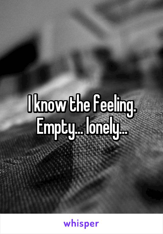 I know the feeling. Empty... lonely...