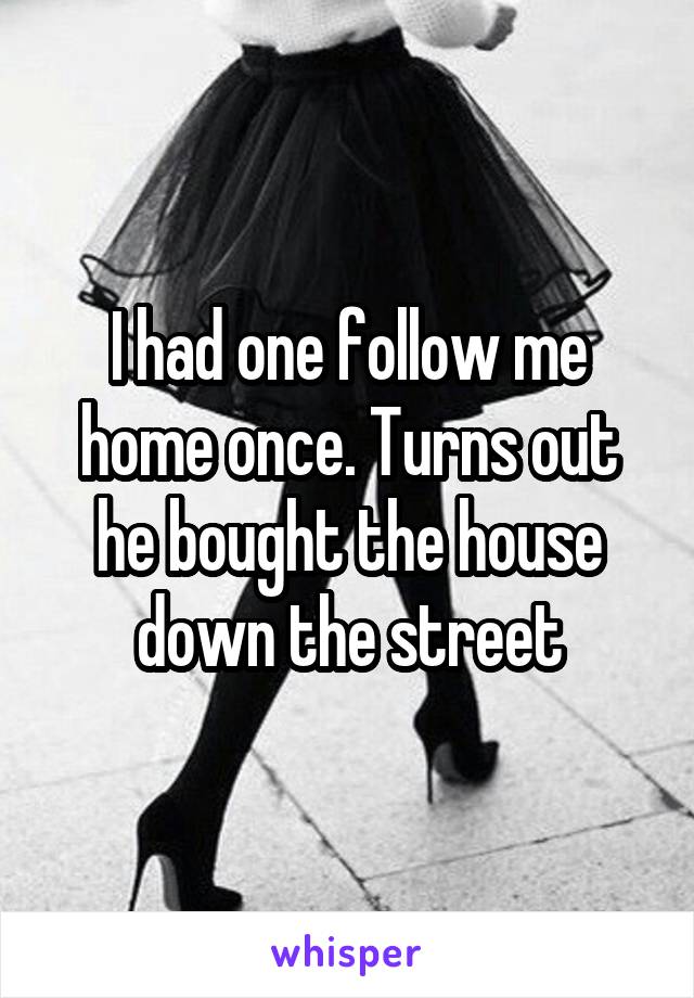 I had one follow me home once. Turns out he bought the house down the street