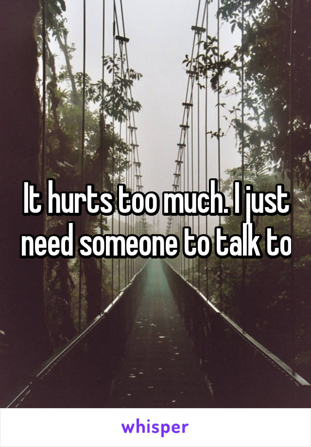 It hurts too much. I just need someone to talk to
