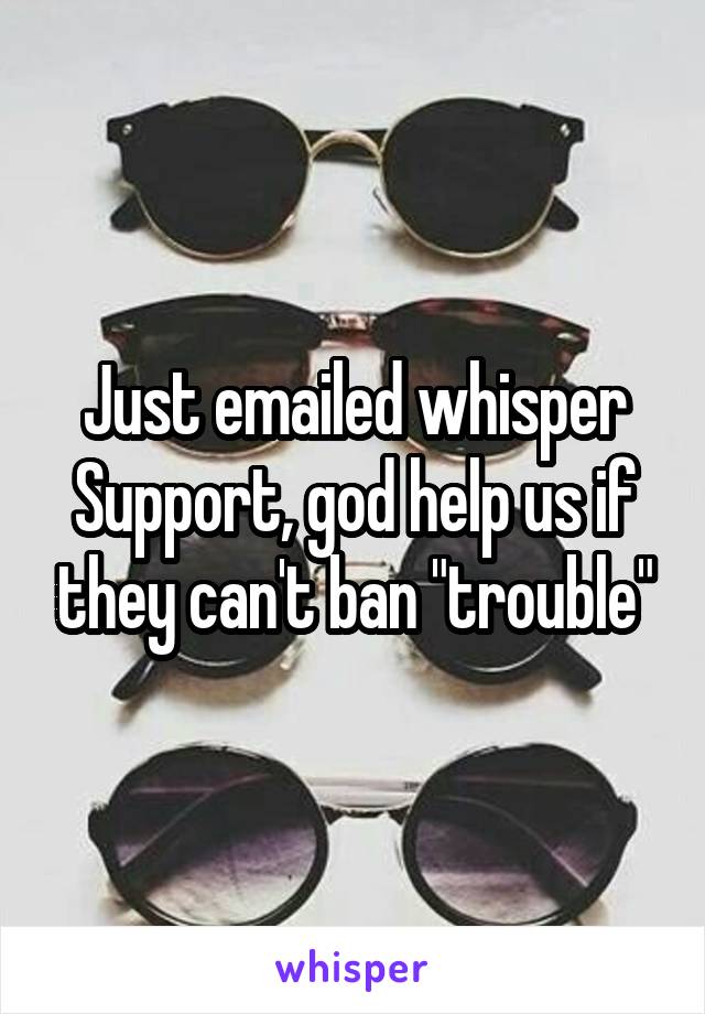 Just emailed whisper Support, god help us if they can't ban "trouble"
