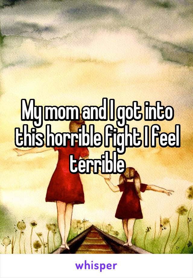 My mom and I got into this horrible fight I feel terrible