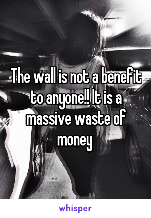 The wall is not a benefit to anyone!! It is a massive waste of money 