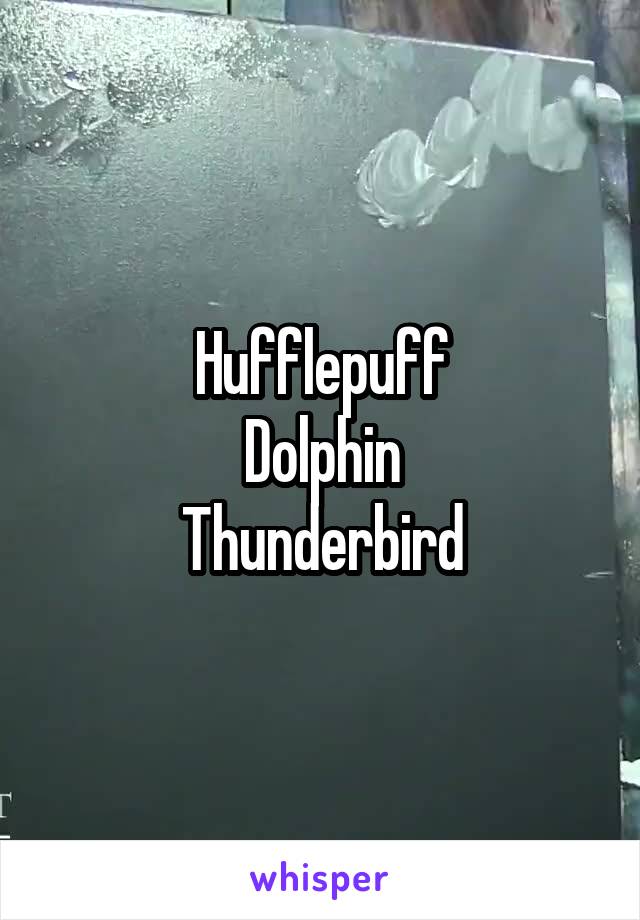 Hufflepuff
Dolphin
Thunderbird