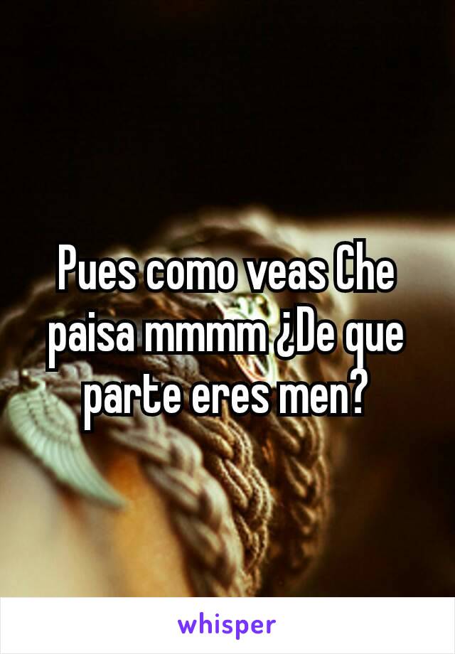 Pues como veas Che paisa mmmm ¿De que parte eres men?