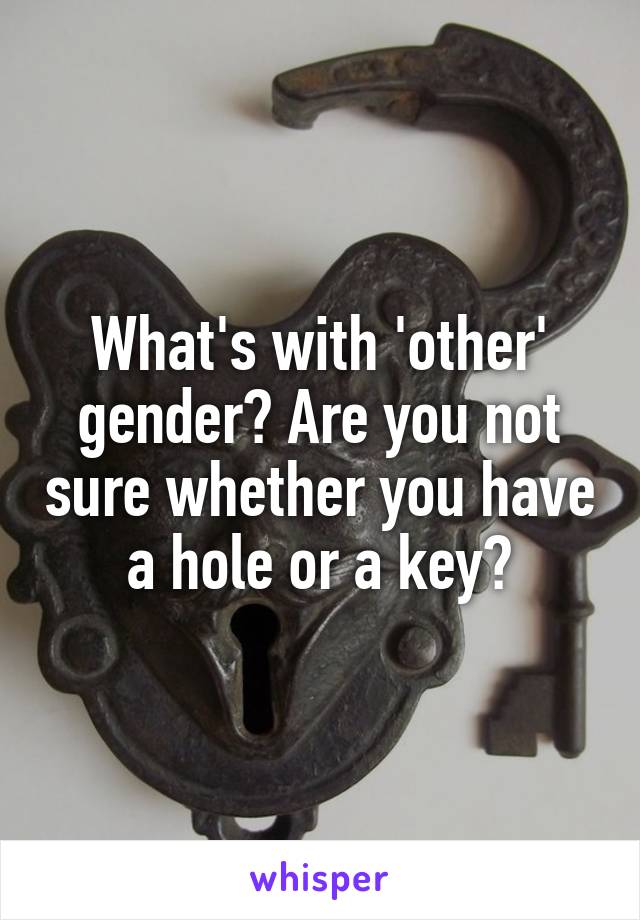What's with 'other' gender? Are you not sure whether you have a hole or a key?