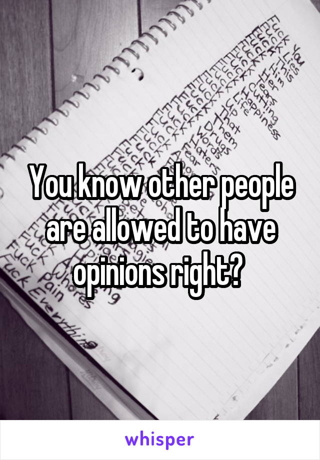 You know other people are allowed to have opinions right? 