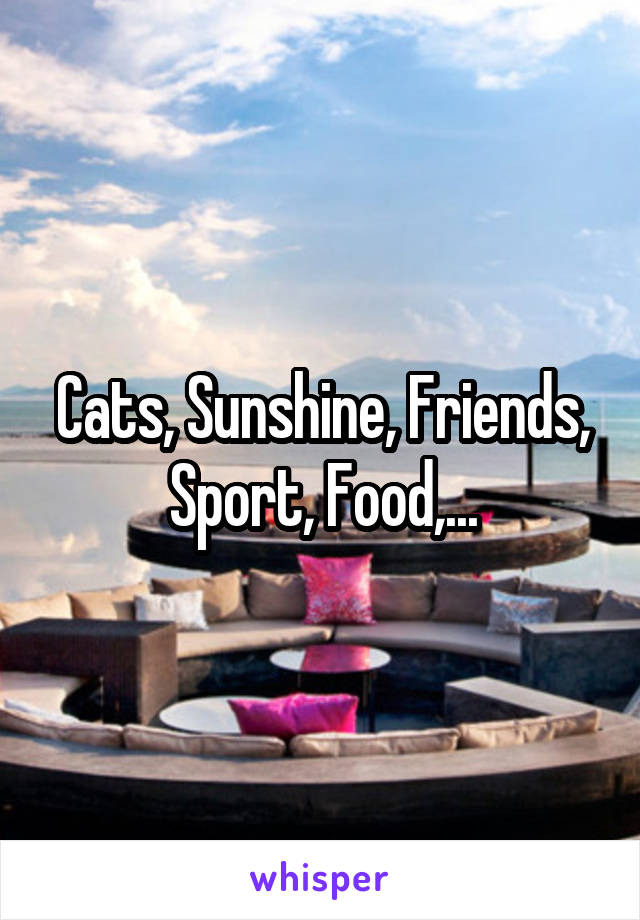 Cats, Sunshine, Friends, Sport, Food,...