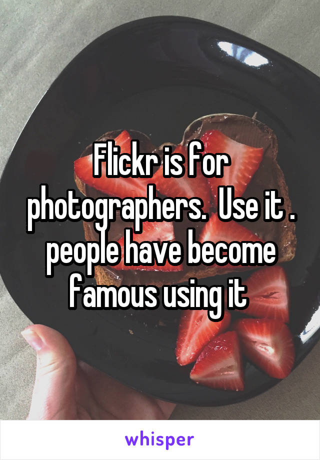 Flickr is for photographers.  Use it . people have become famous using it 