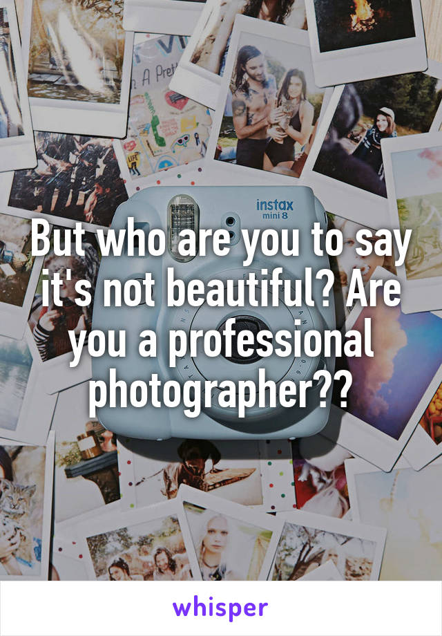 But who are you to say it's not beautiful? Are you a professional photographer??