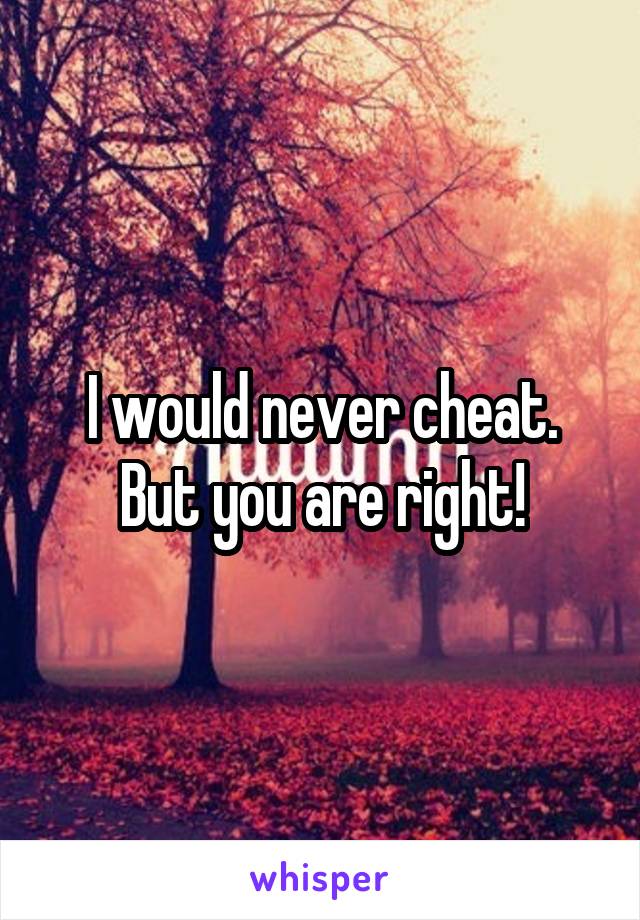 I would never cheat. But you are right!