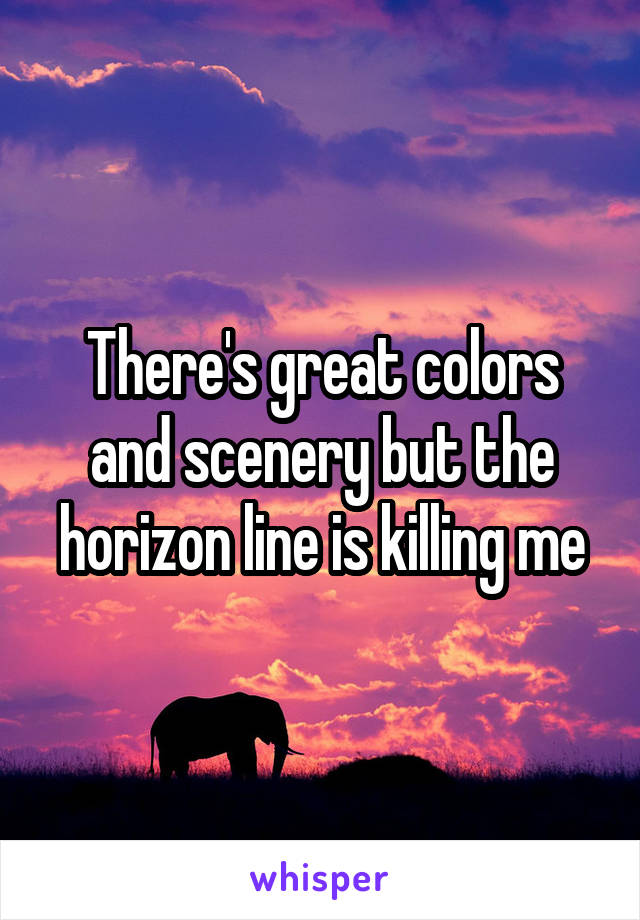 There's great colors and scenery but the horizon line is killing me