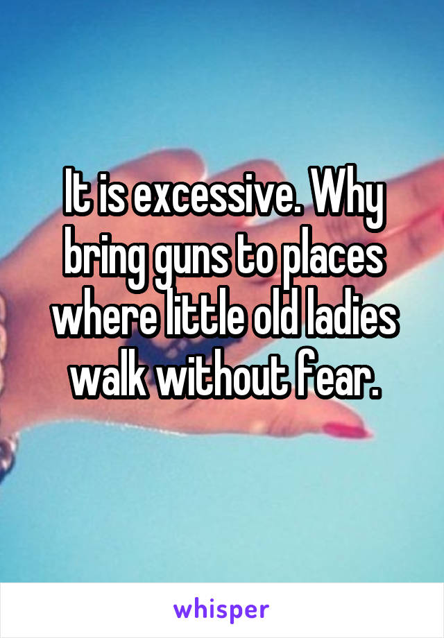 It is excessive. Why bring guns to places where little old ladies walk without fear.
