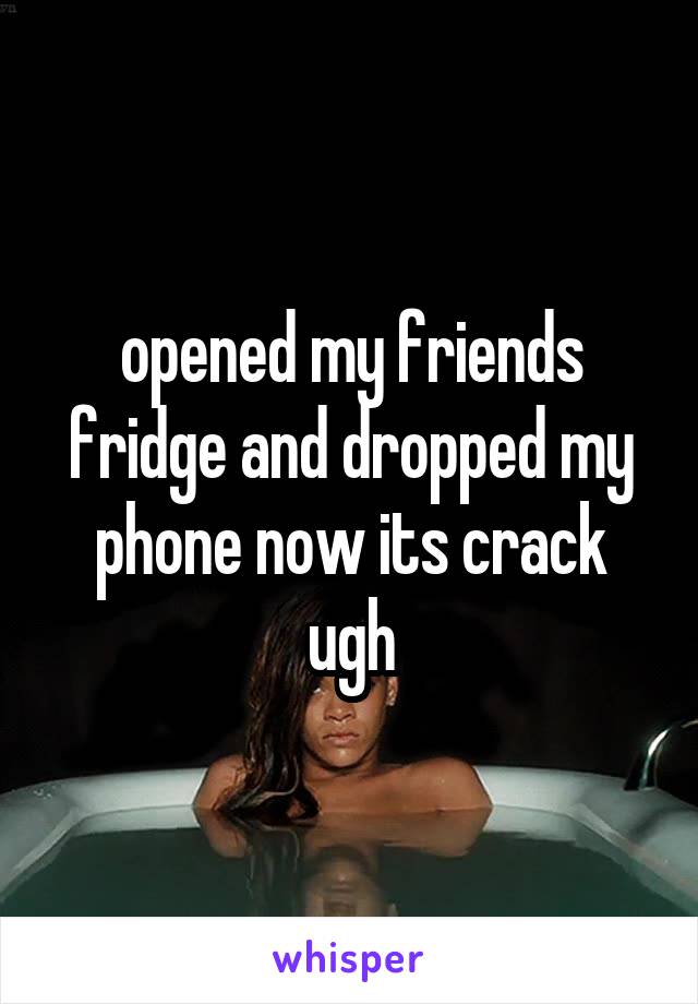opened my friends fridge and dropped my phone now its crack ugh
