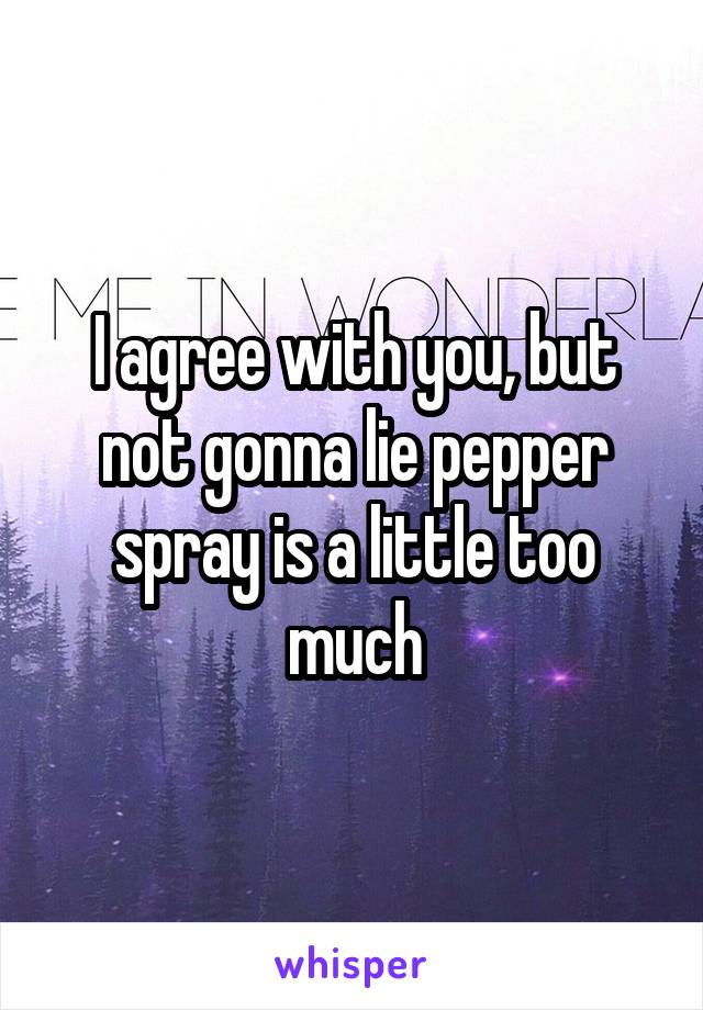 I agree with you, but not gonna lie pepper spray is a little too much