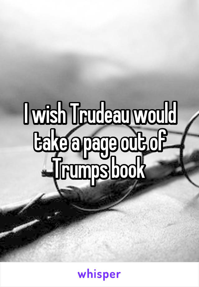 I wish Trudeau would take a page out of Trumps book 