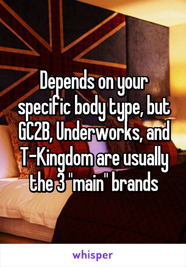 Depends on your specific body type, but GC2B, Underworks, and T-Kingdom are usually the 3 "main" brands