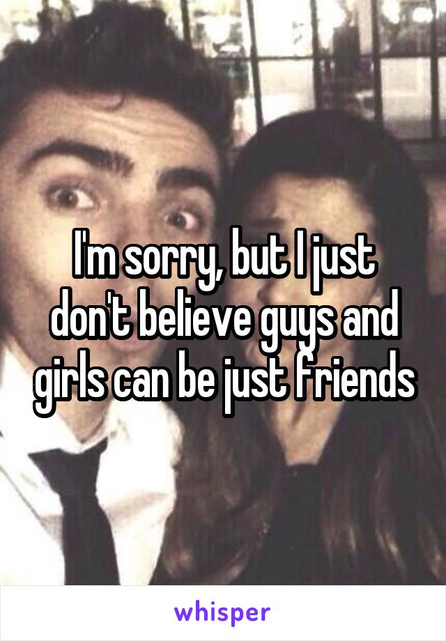 I'm sorry, but I just don't believe guys and girls can be just friends