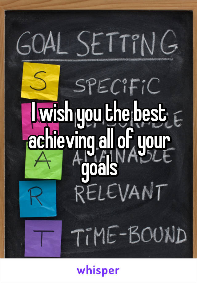I wish you the best achieving all of your goals