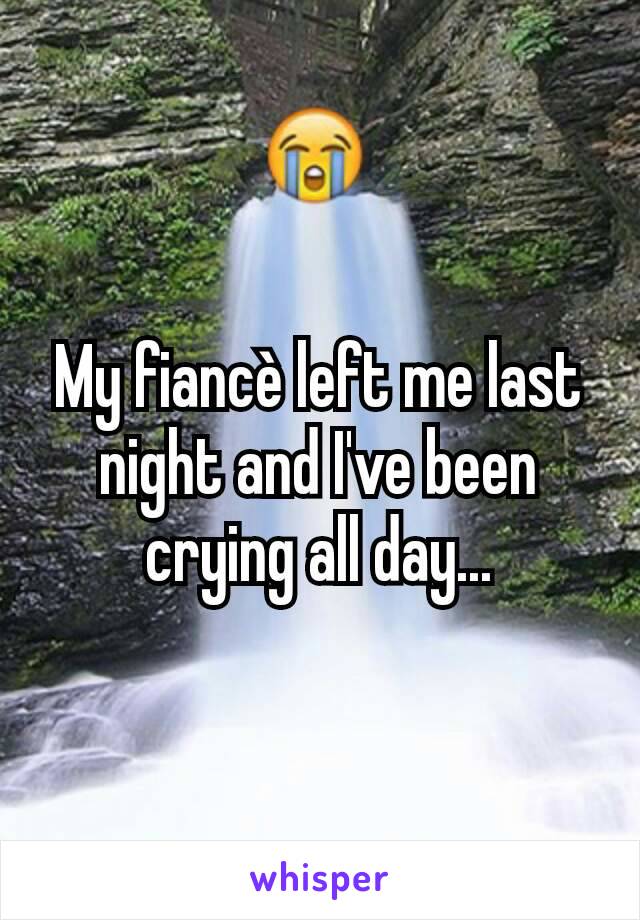 My fiancè left me last night and I've been crying all day...