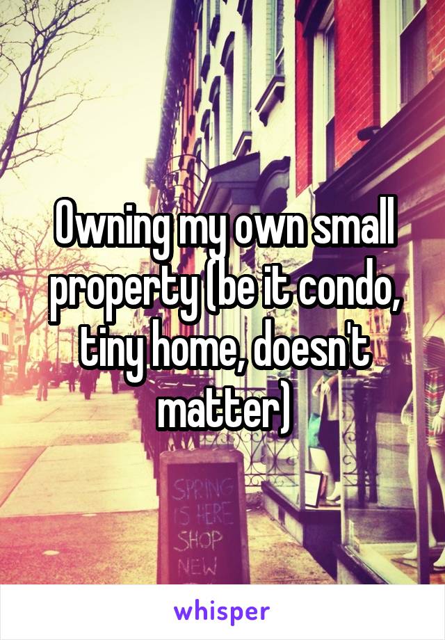 Owning my own small property (be it condo, tiny home, doesn't matter)