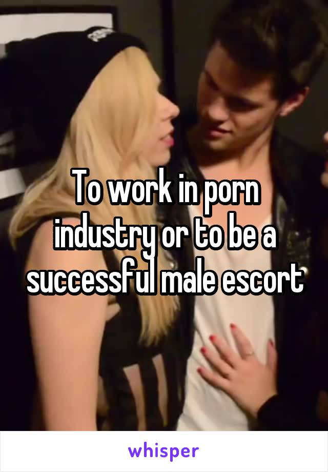 To work in porn industry or to be a successful male escort