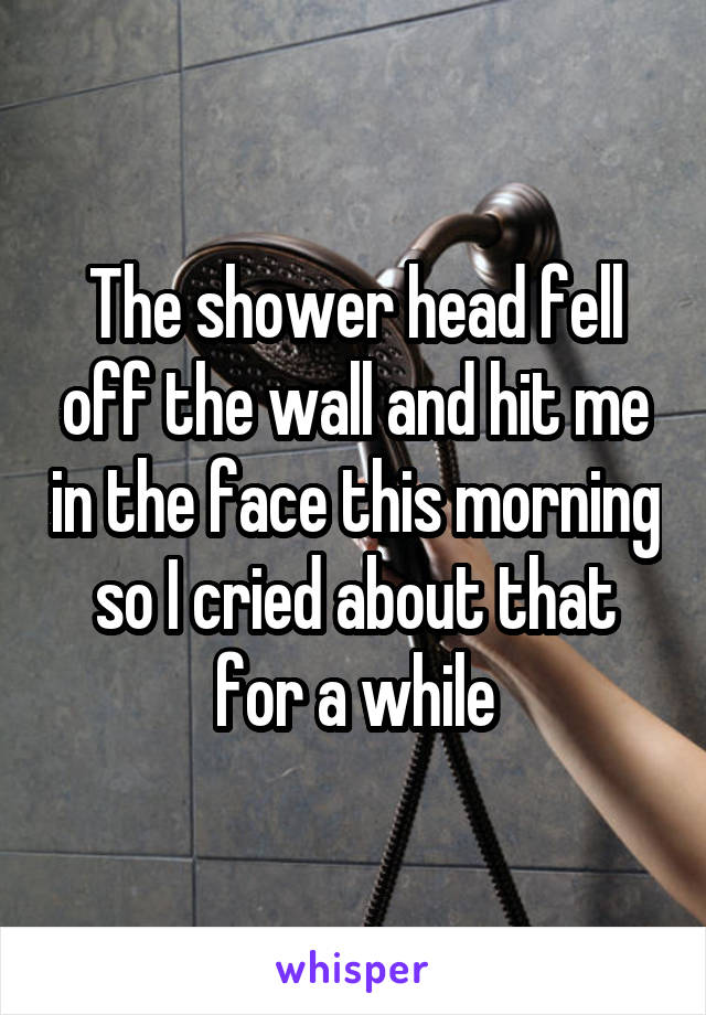 The shower head fell off the wall and hit me in the face this morning so I cried about that for a while