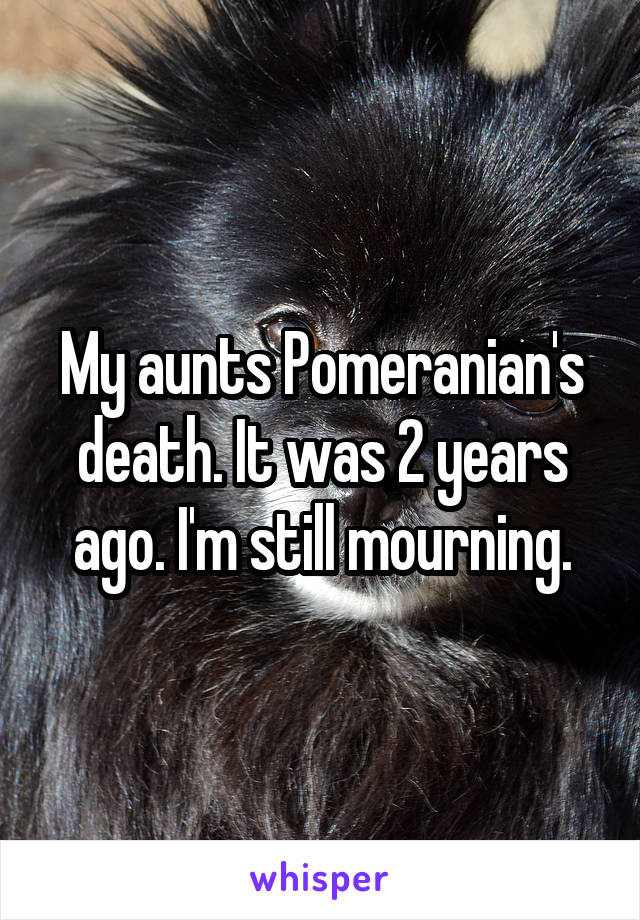 My aunts Pomeranian's death. It was 2 years ago. I'm still mourning.