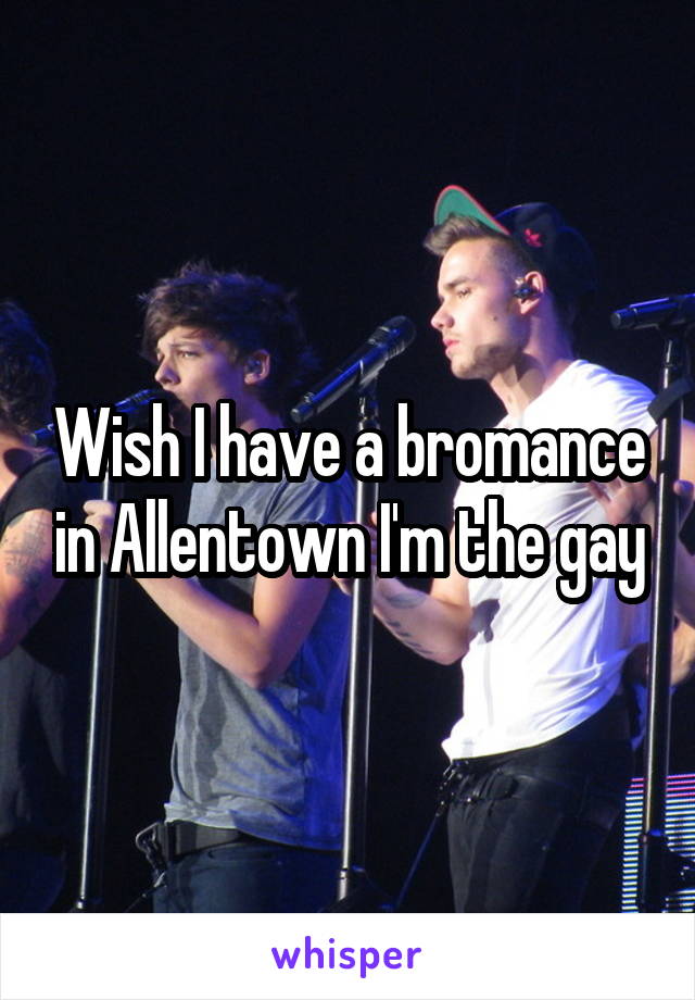 Wish I have a bromance in Allentown I'm the gay