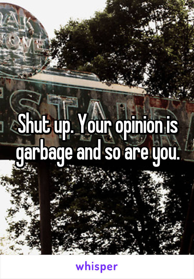 Shut up. Your opinion is garbage and so are you.