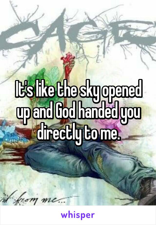 It's like the sky opened up and God handed you directly to me.