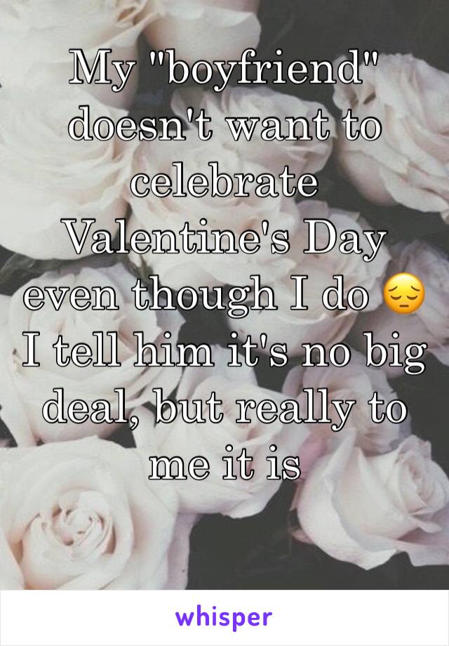 My "boyfriend" doesn't want to celebrate Valentine's Day even though I do 😔 I tell him it's no big deal, but really to me it is 