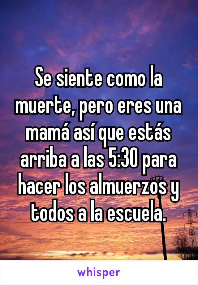 Se siente como la muerte, pero eres una mamá así que estás arriba a las 5:30 para hacer los almuerzos y todos a la escuela.