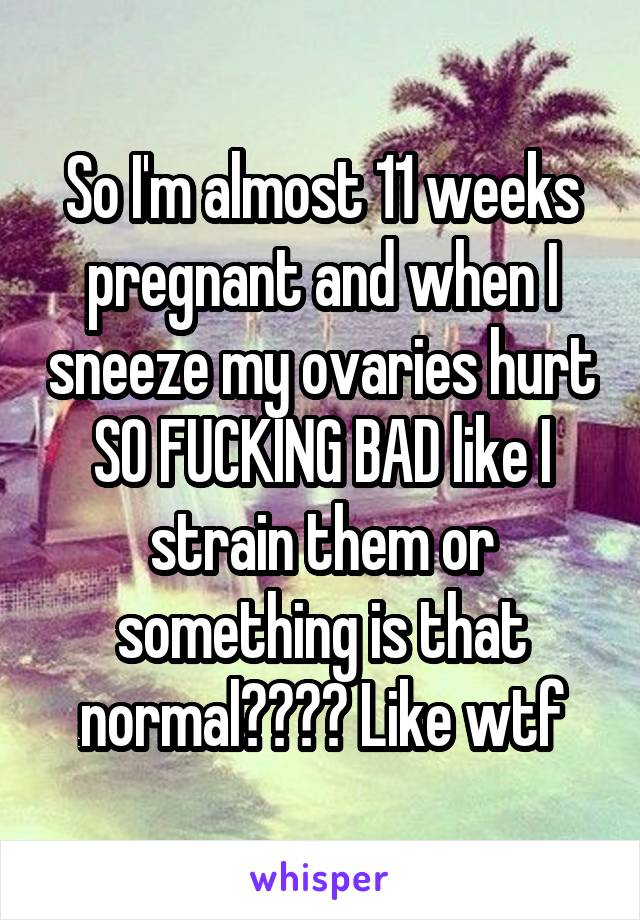 So I'm almost 11 weeks pregnant and when I sneeze my ovaries hurt SO FUCKING BAD like I strain them or something is that normal???? Like wtf