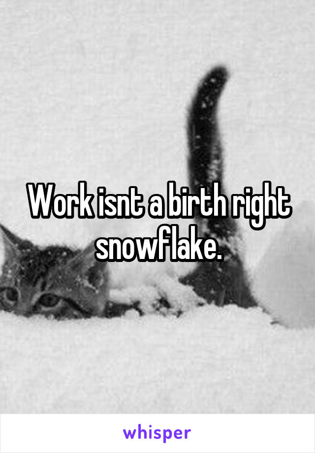 Work isnt a birth right snowflake.